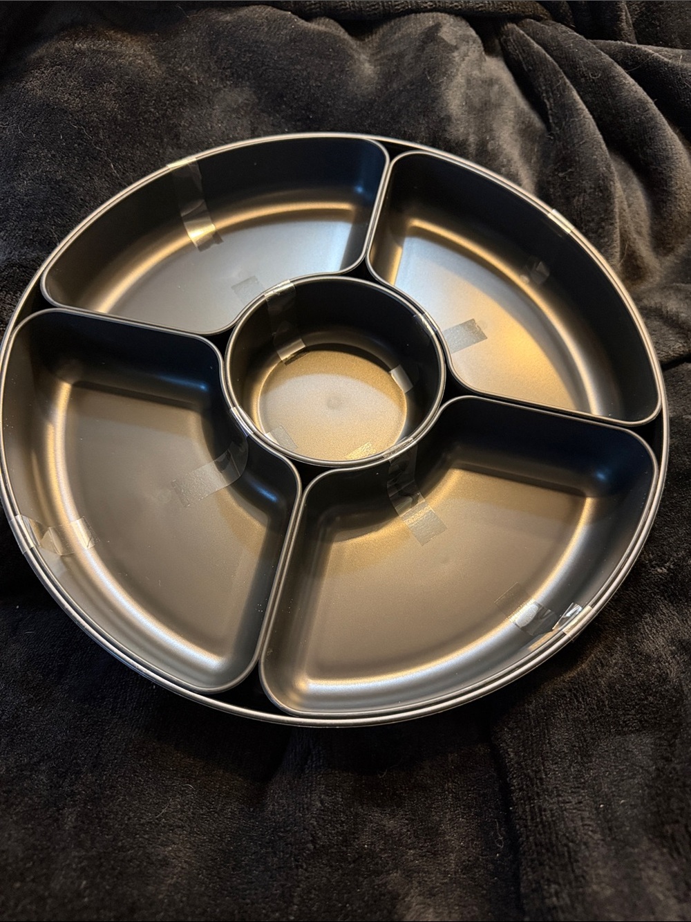 Room Essentials Black 5-Section Divided Serving Platter with Center Bowl